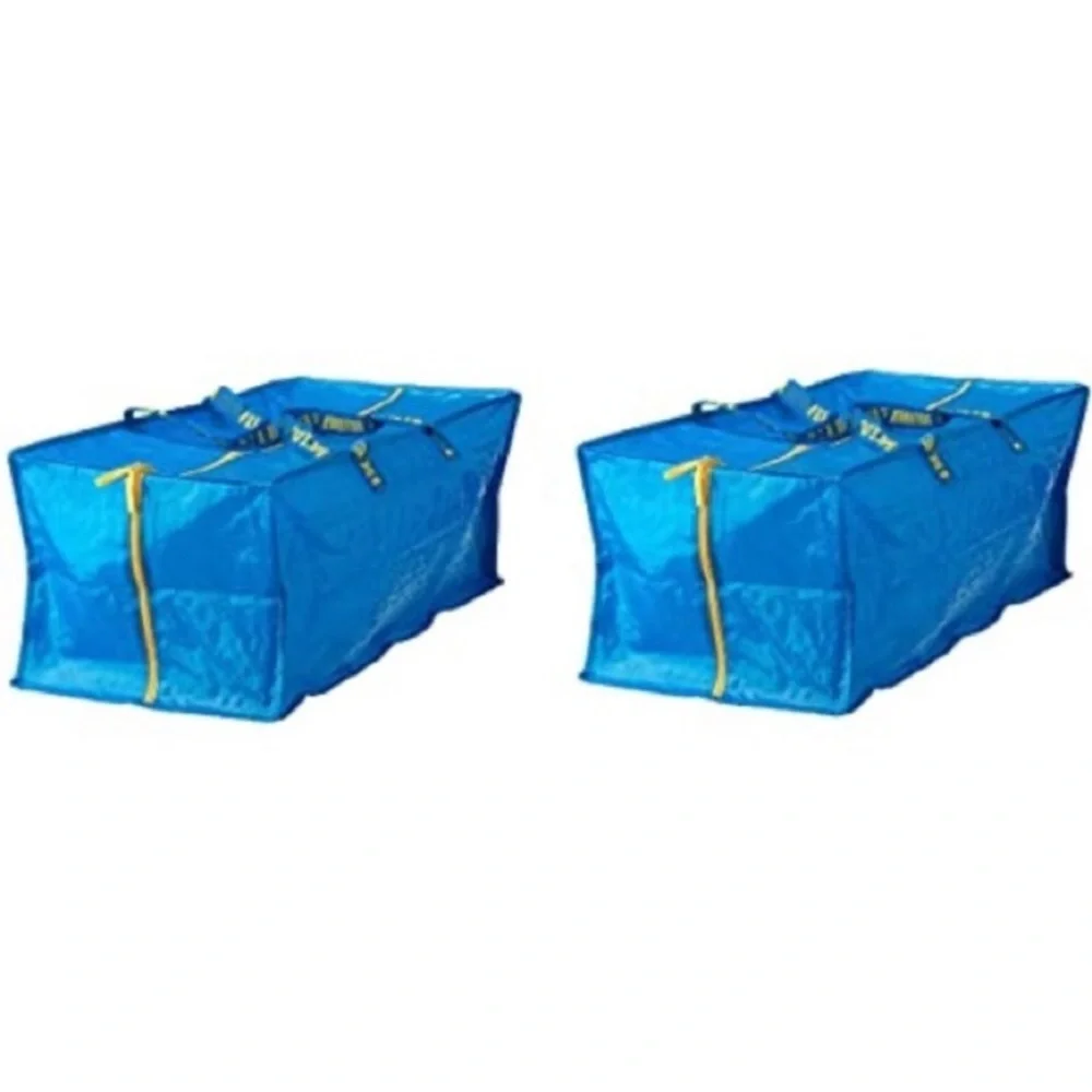 2 IKEA Reusable Frakta Zipper Tote Bags Large Backpack Bag NEW NWT